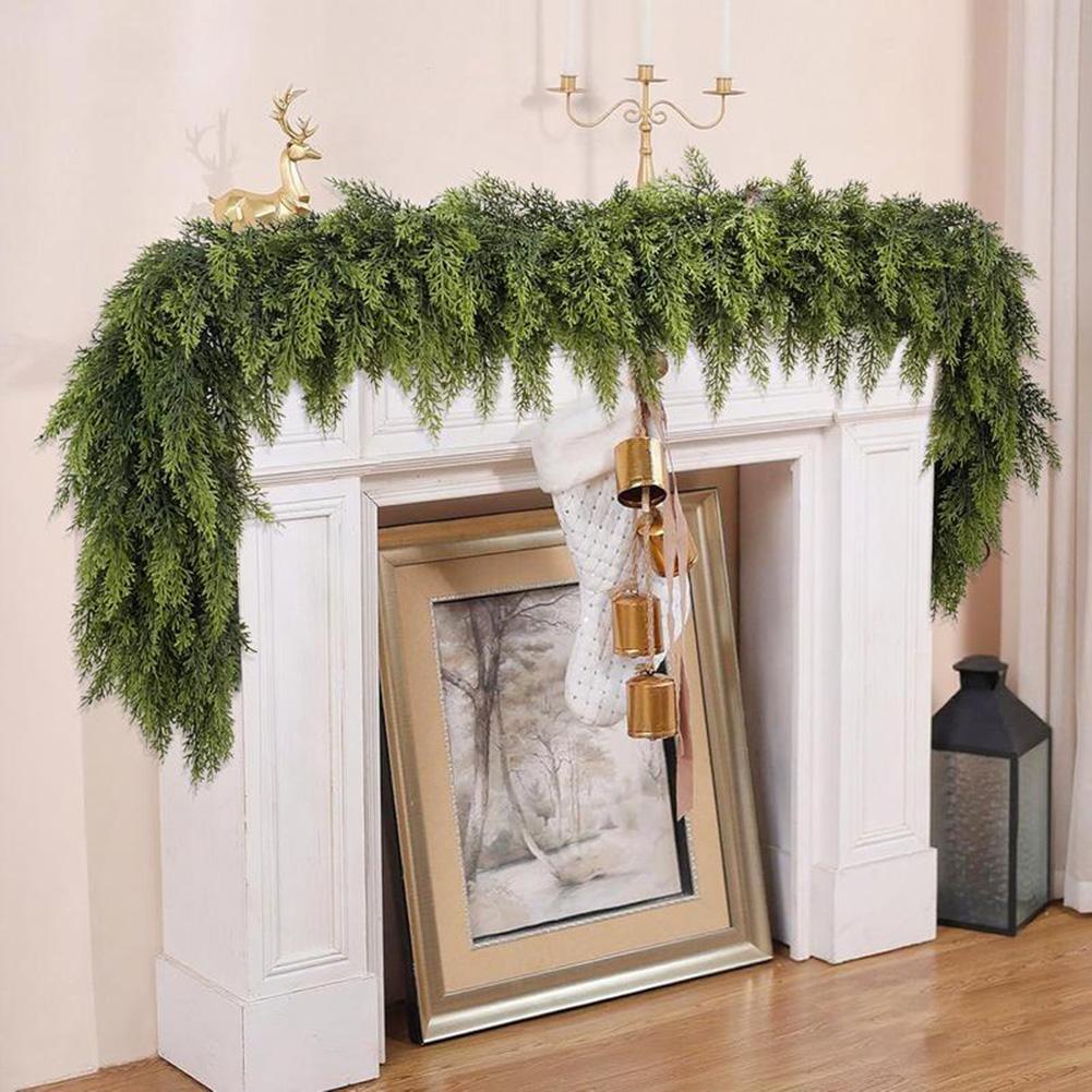Artificial Cedar Wreath-Vine For Christmas Multipurpose Decorative Garland For Mantelpiece Elegance