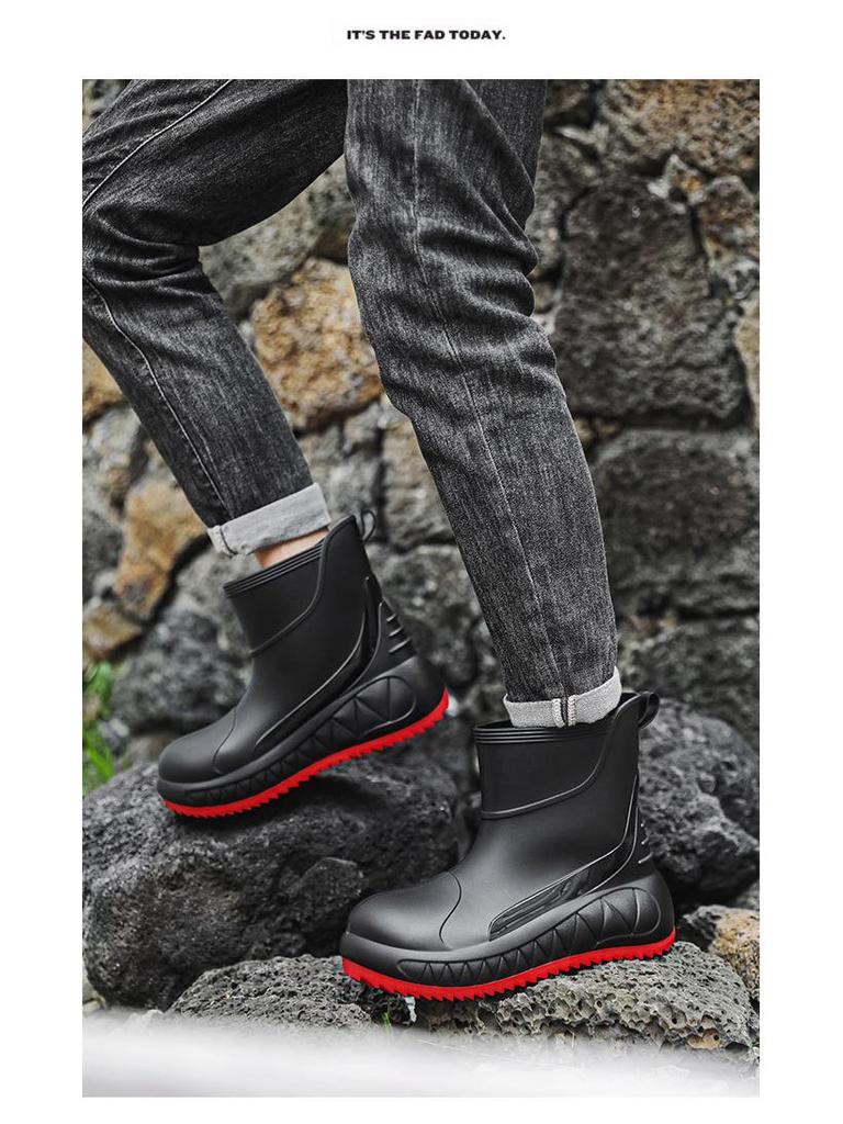 Men's Non-Slip, Wear-Resistant Rain Boots with Thick Soles for Outdoor, Fishing, and Casual Use