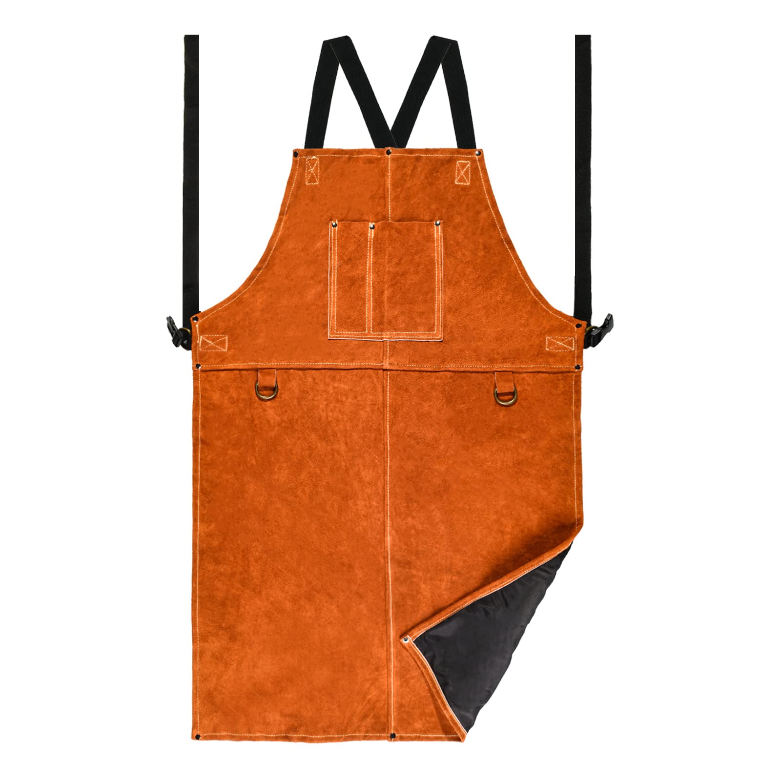 

[LeaSeek] Welding Apron, Heat-Resistant, Flame-Retardant, Genuine Leather, Suitable for Forging and Welding, High Durability, Adjustable Fit X-Buckle,