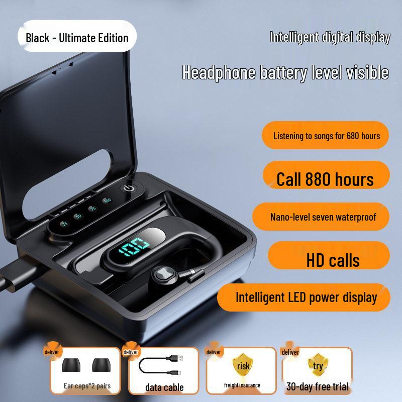 Wireless Single Ear Bluetooth Earphone with Long Battery Life for Drivers and Riders