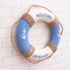 1Pcs 30Cm Lifebuoy Wall Hanging Decoration Blue Iron Anchor Mediterranean Style Door Sign for Cafe Restaurant Club Home Decor