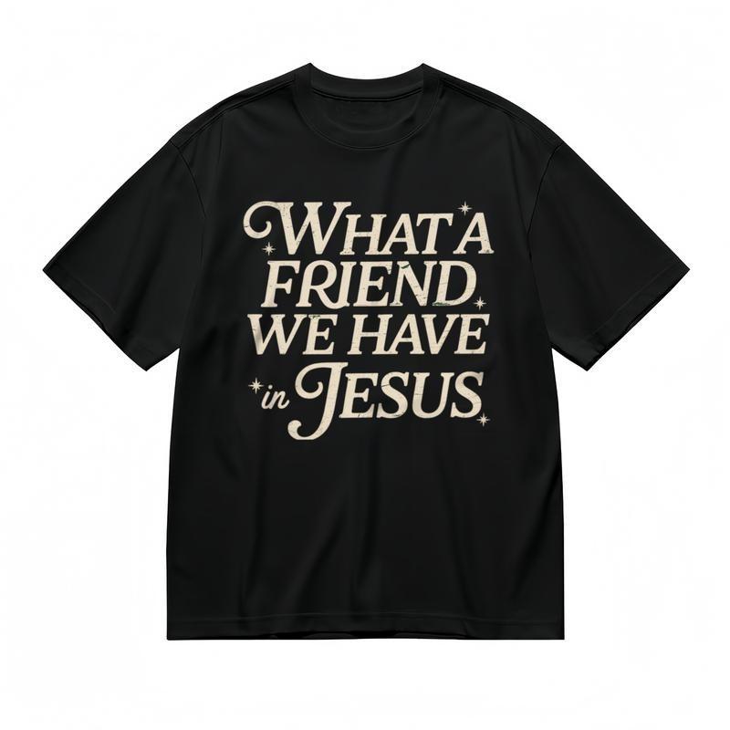

Men s Classic T-Shirt Inspirational Hymn Text With Star Motif Design Tee M