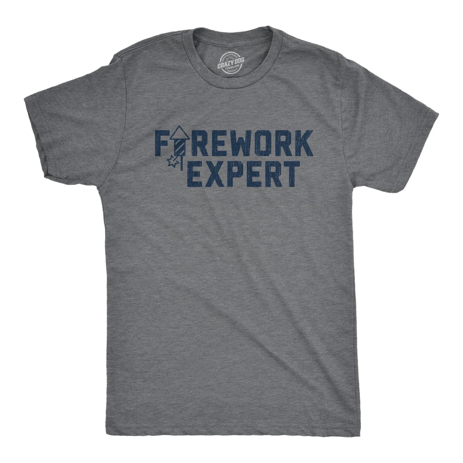 Mens Firework Expert T Shirt Funny 4th Of July Independence Day Graphic Tee XS