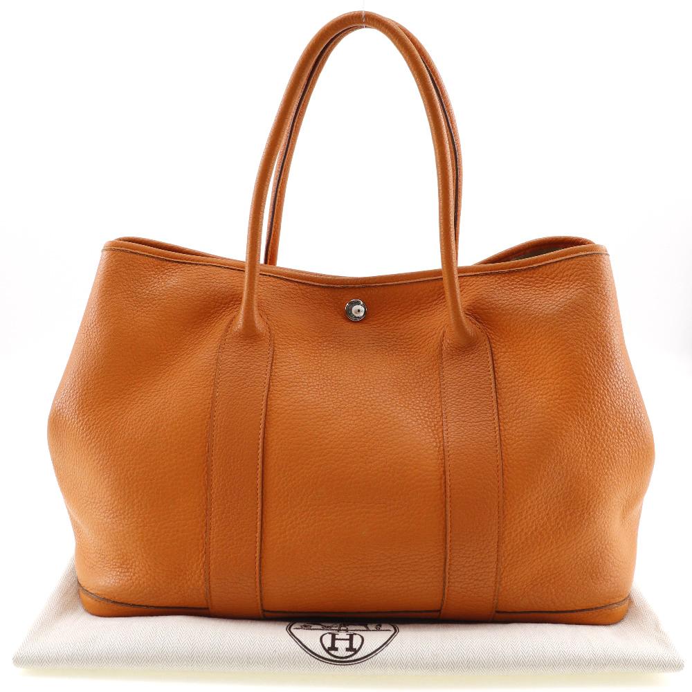 Hermes Garden Party PM Tote Bag Orange Fjord Women Used