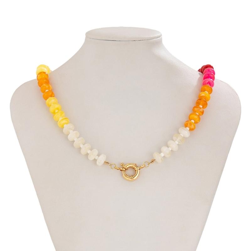 Colorful Acrylic Bead Necklace Trendy Accessory for Casual Party Stylish Outfits