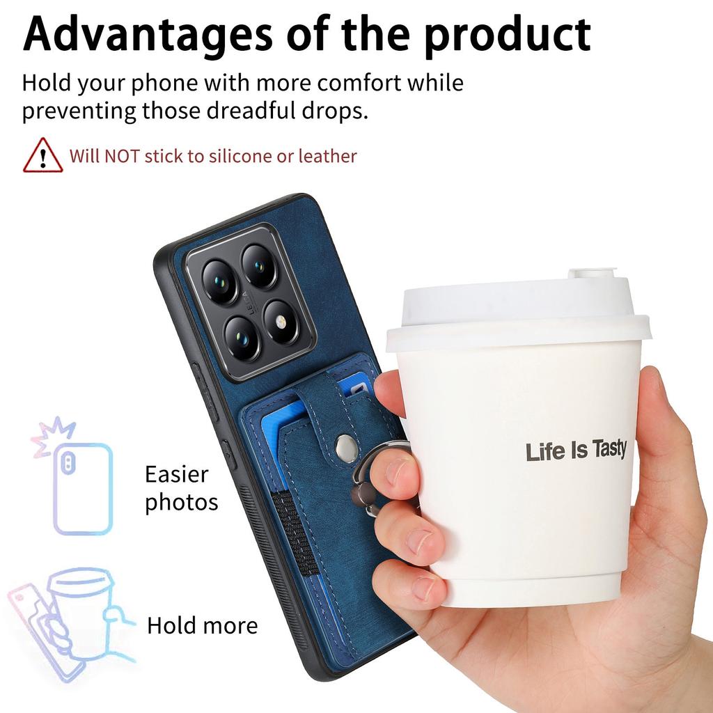 For Xiaomi 14T Phone Case Leather Back Cover with Card Slots Kickstand