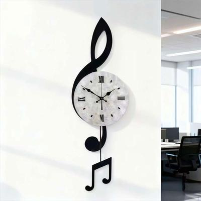 Music Note Wall Clock Acrylic Hanging Analog for Study Room Farmhouse Nursery ’S Party