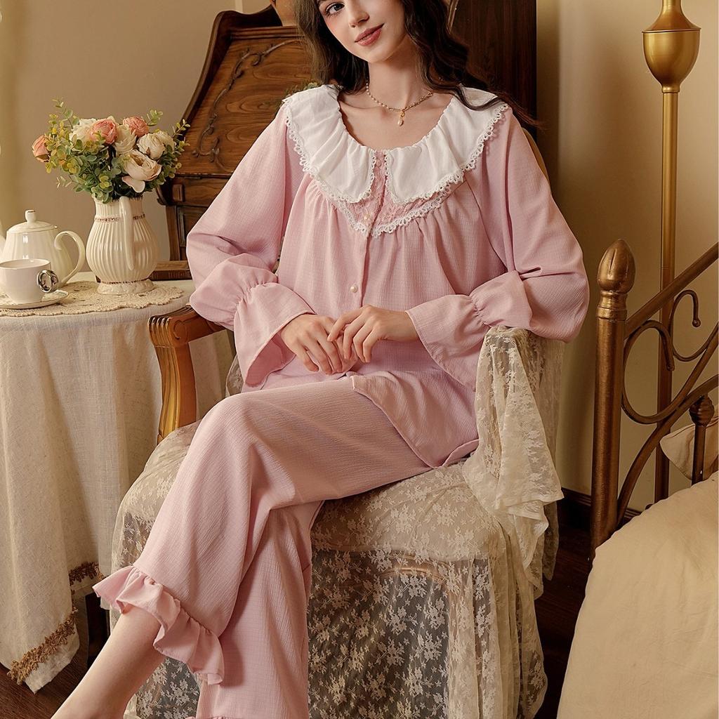 Spring/Summer Sleeveless Boat-Neck Loose-Fitting Comfortable Retro Style Sleepwear for Women
