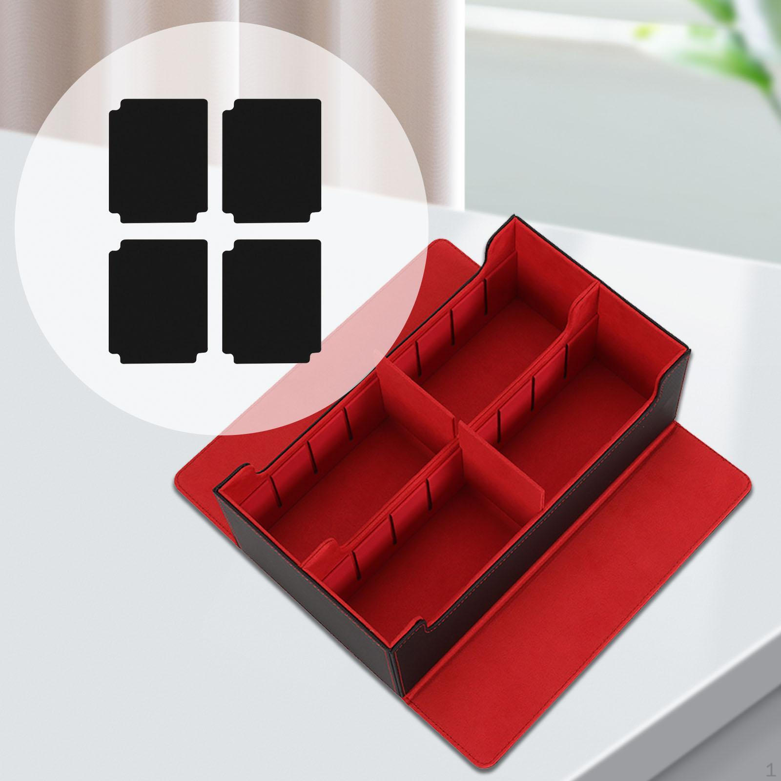 Коробка для хранения карточек игровая коробка из искусственной кожи прочная с 4 разделителями игровой контейнер Black Red 3755₽