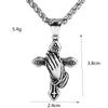 Vintage Stainless Steel Pendant Ancient Greek Praying Hands Necklace For Men