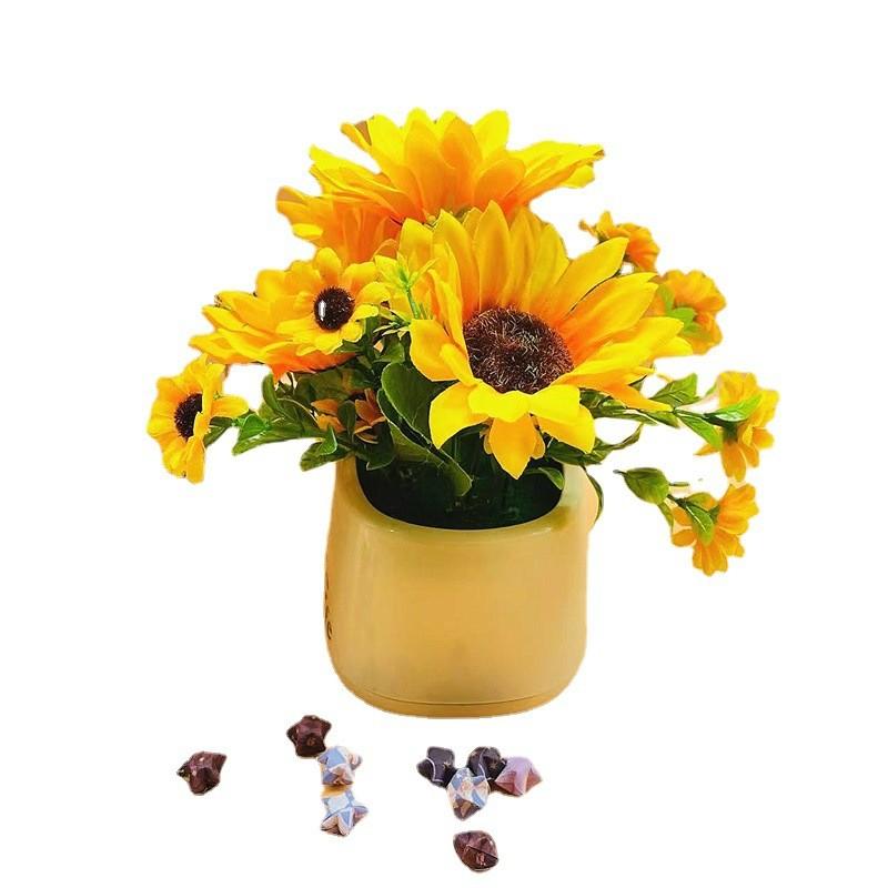 

Helianthus Faux Annuus Silk Flower Potted Plant For Home Office And Photo Decor