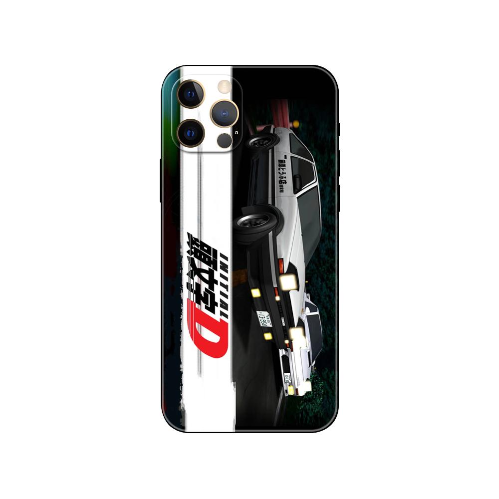 Initial D AE86 Car Phone Case for Iphone 5 5s Se 6 6s 7 8 Plus X 10 XR XS 11 12 13 Mini Pro MAX Black Tpu Back Cover