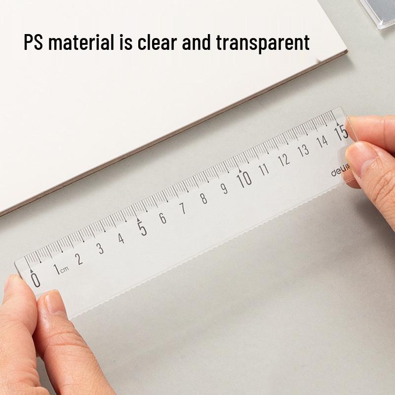 Deli 15cm Wavy Line Plastic Ruler for Primary Students, First Grade, Thickened Board, Straight, Model 71971