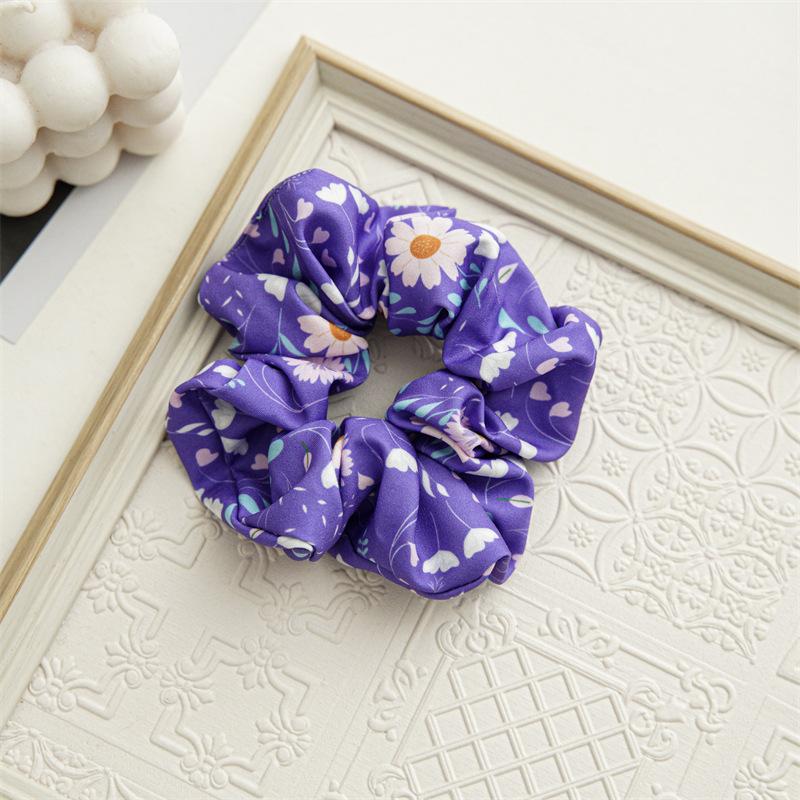 Tie Hair Rubber Band Blue Print Hair Ring Large Intestine Hair Ring Headgear Elastic Head Rope Satin Hair Ring Hair Accessories Braided Hair