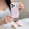 Cute Butterfly Knot Handheld Phone Case IPhone 17 Pro Max - Soft TPU Gel Cover With Chain Strap Pink White Black