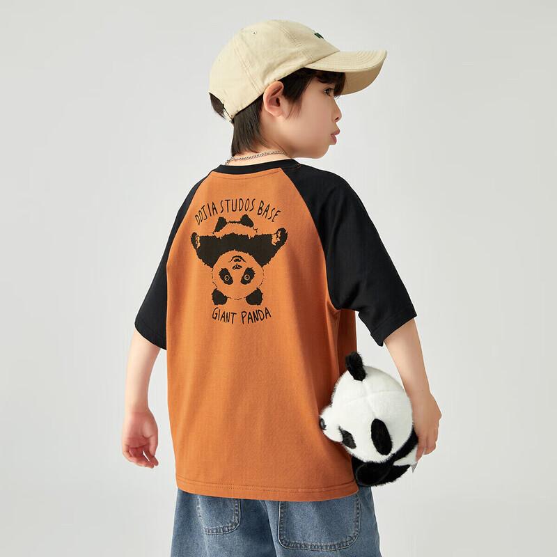 Duoduoja Boys  Panda Print Cool-Touch Casual Short Sleeve T-shirt 120