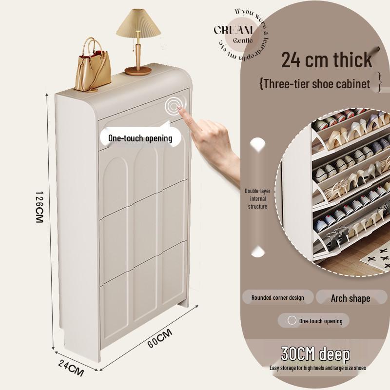 Ultra-Thin Flip-Top Shoe Cabinet & Coat Rack for Entryway Hallway Storage