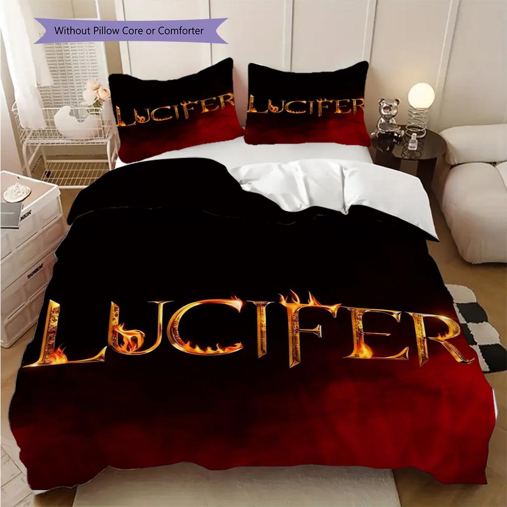 Mystery Lucifer Bedding (1 * duvet cover + 2 * pillowcase, without core) 2D Flat Duvet cover and pillowcase Christmas birthday gift Bedding set