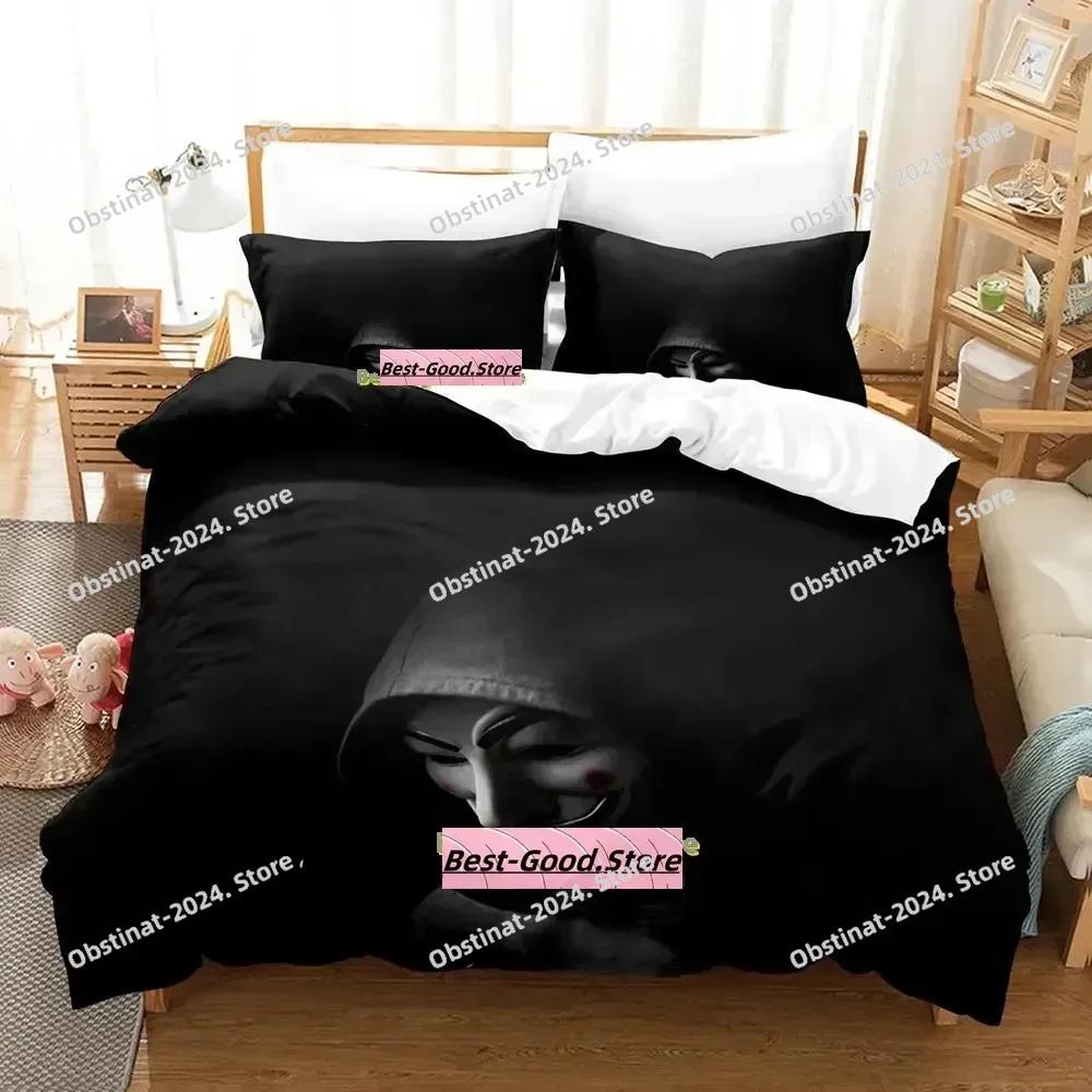 New Personality Technology Anonymous Bedding Set Single Twin Full Queen King Size Bed Set Adult Kid Bedroom Duvetcover Sets