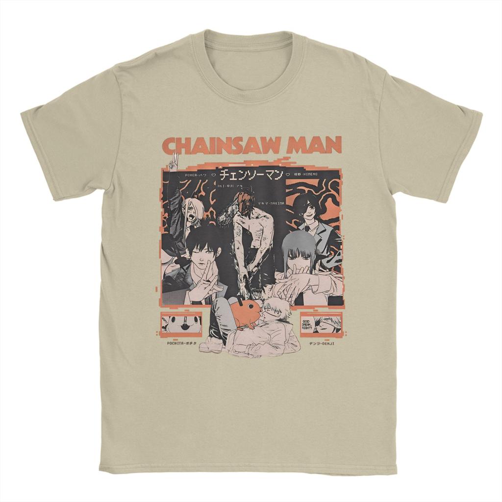 Chainsaw Man Makima Power Reze Camisetas 100% Algodón Camisetas Divertidas Cuello Redondo Camisetas de Manga Corta de Manga Corta Verano