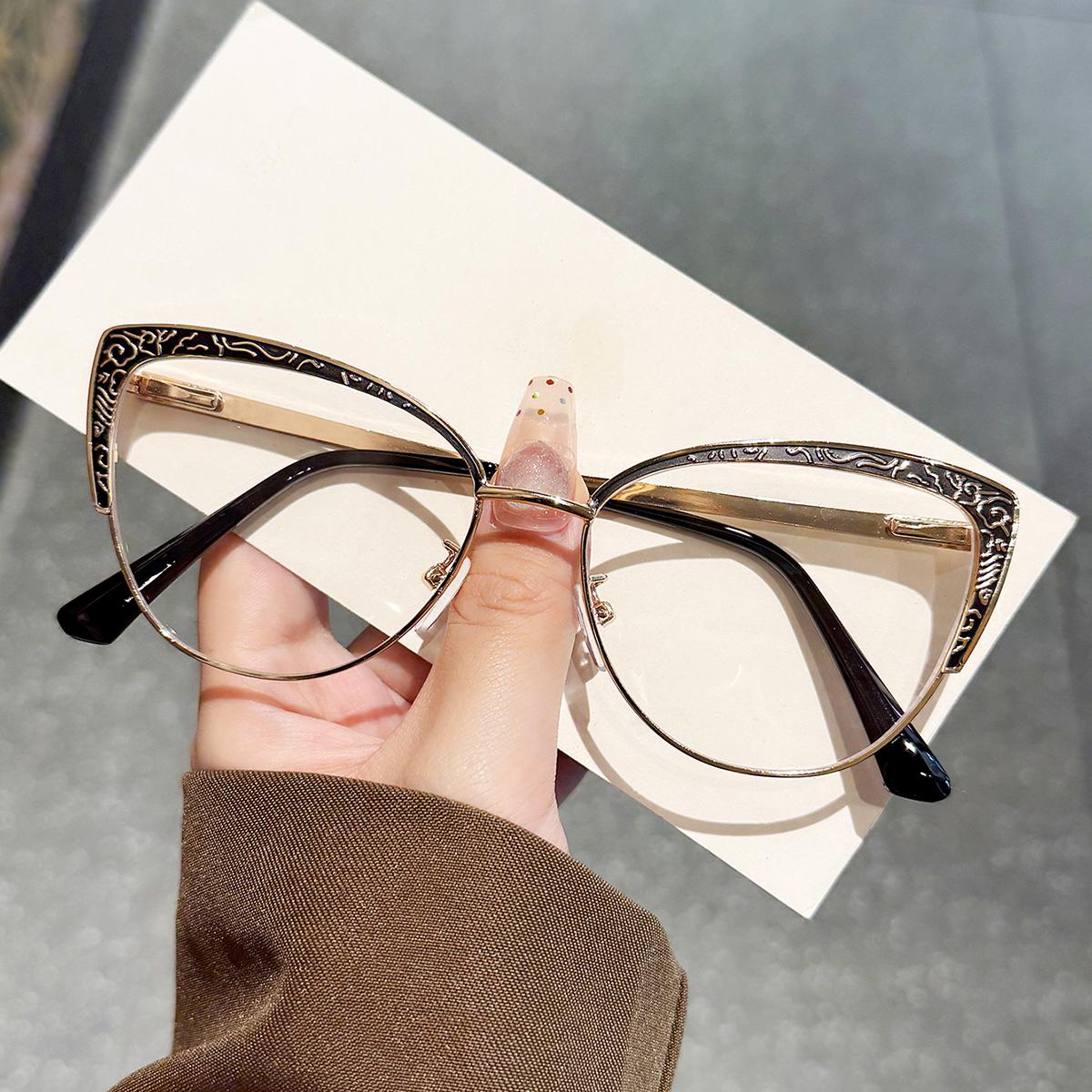 

1PC Fashionable Optical Glasses Frame, Thin Metal Design, Unisex, Ideal for Daily Wear чорний