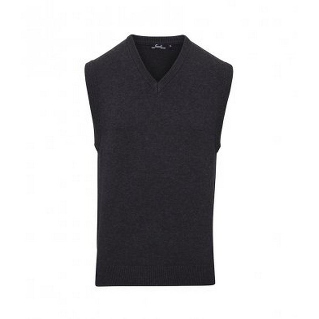 Premier Mens Sleeveless Cotton Acrylic V Neck Sweater