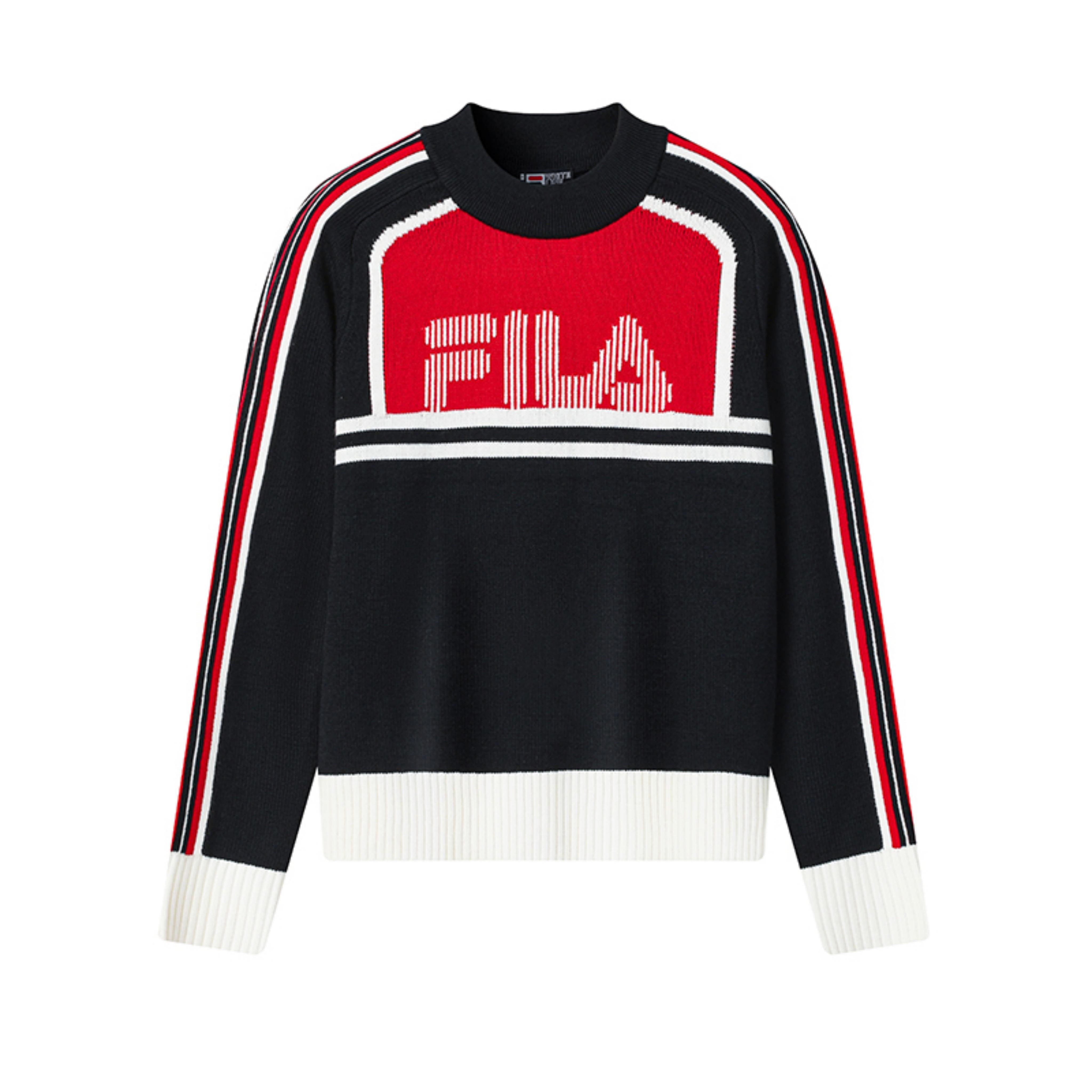 

FILA Heritage Classic Fashion Trendy Comfortable Versatile Slim Fit Warm Knitted Sweater Women sweater Legendary-Blue F11W548401FNV S