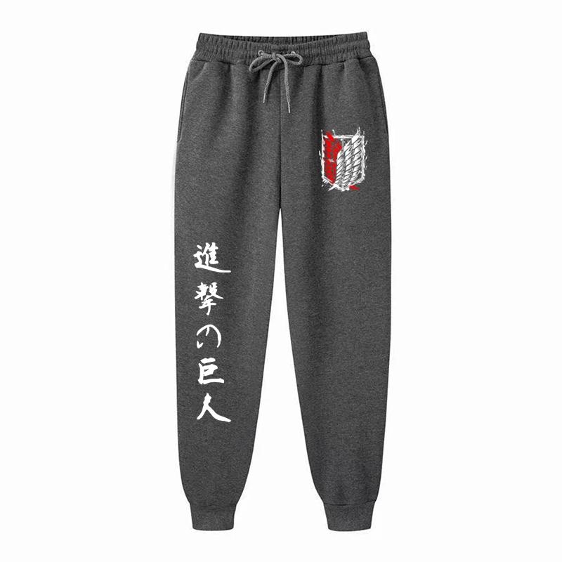 

2025 Casual Anime Attack on Titan Printed Pants Men Casual Harajuku Long Pants Outdoor Sports Fitness Jogging Drawstring Fleece Sweatpants 4XL темно-сірий колір