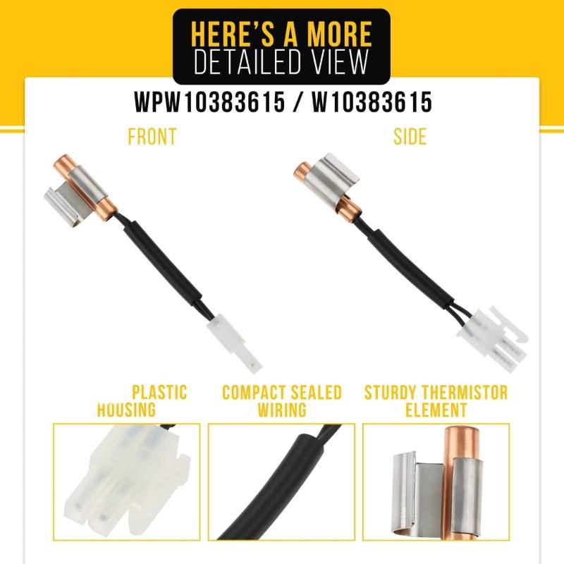 High Accuracy Thermistor Replacement W10383615 Refrigerator Thermistor with Clip Temperature Sensor Easy to Install