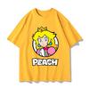 Super Mario Princess Peach T-shirt Men and Women Cotton Y2K Clothing Fashion Breathable Anime Fans Short Sleeve Tops Streetwear