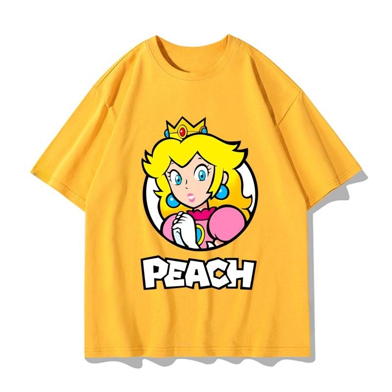 Super Mario Princess Peach T-shirt Men and Women Cotton Y2K Clothing Fashion Breathable Anime Fans Short Sleeve Tops Streetwear