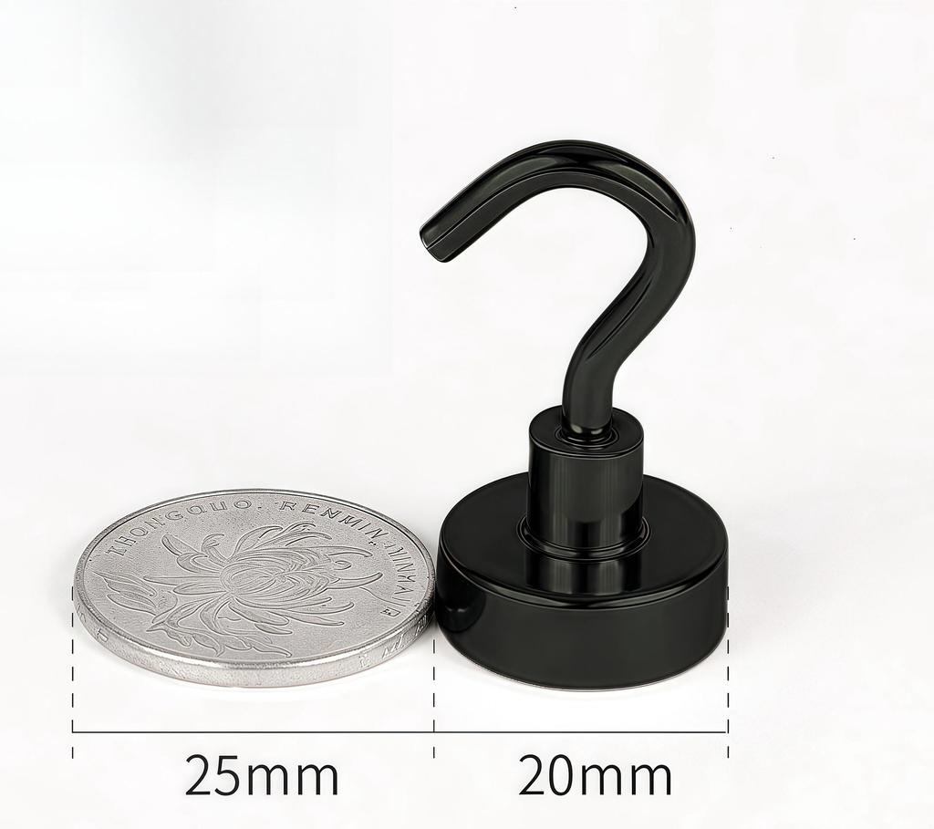 Neodymium Iron Boron Magnetic Hook: Strong, Round, No-Drill Refrigerator Magnet.