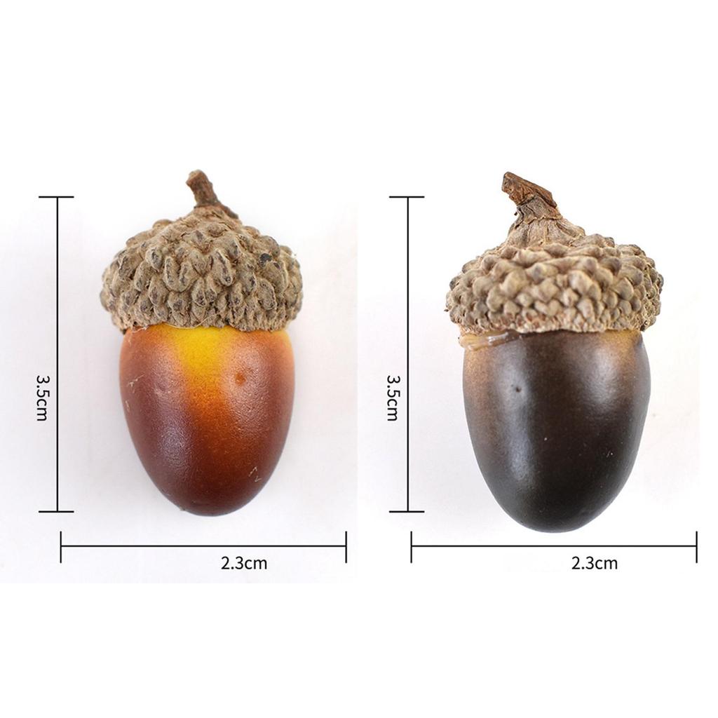 100x Artificial Acorns Simulation Fruit Props with Acorn Cap Realistic Nut Ornament Fake for Home Wedding Seasonal