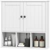 Wall-mounted bathroom cabinet, storage furniture with 2 doors, adjustable shelf and open compartments, white