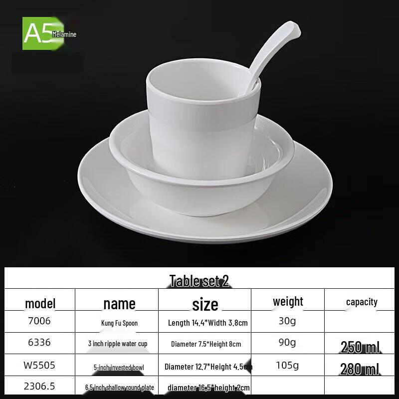Shanyufu White Melamine Tableware Set