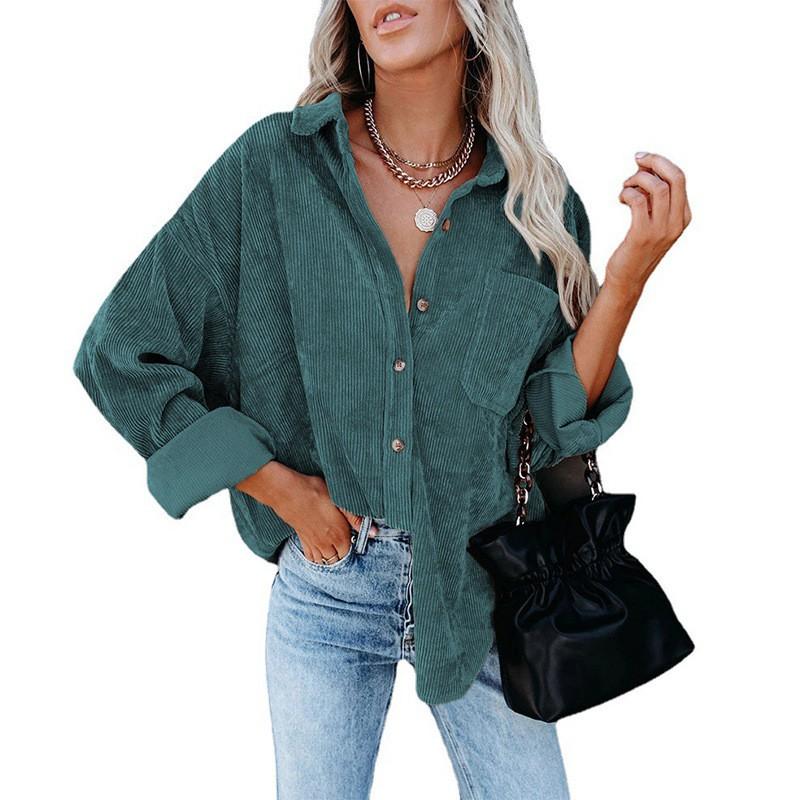 2026 Fall Winter Womens Oversized Loose Corduroy Shirt Casual Street Style Long Sleeve Top