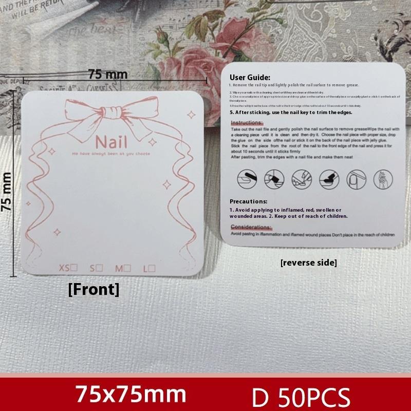 Press On Nail Bottom Cardboard Cards Packaging Bag Square Nail Art Display Photo Props Card False Nail Tips Manicure Tools