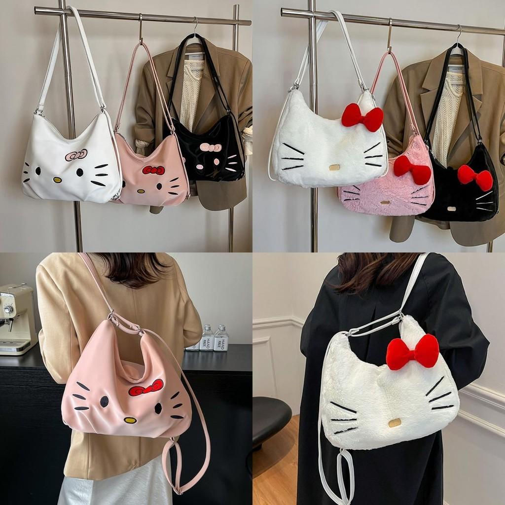Bowknot Plush Soft Girl Backpack Pu Material Cartoon Shoulder Bag