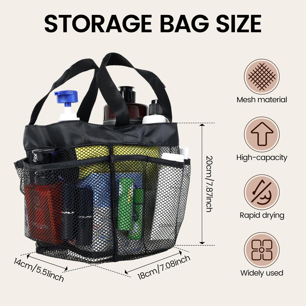 Mesh Shower Caddy Portable Tote Beach Bag Quick Dry Travel Storage Wash Bag for Bathroom Outdoor Camping Toiletry Organization