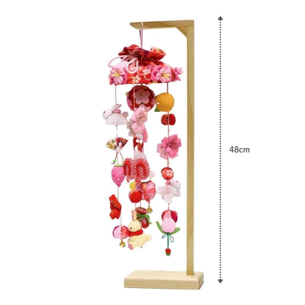 Hanging Hina Doll Cherry Blossom Rabbit Extra Wood Grain 48cm with Display Stand Decoration, Design, Small, Stand, Tall,
