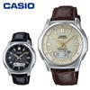 CASIO Radio Solar Wristwatch Men WVA-M630L Genuine Leather Band Waveceptor Clock Multi-band 6 Analog Digital.