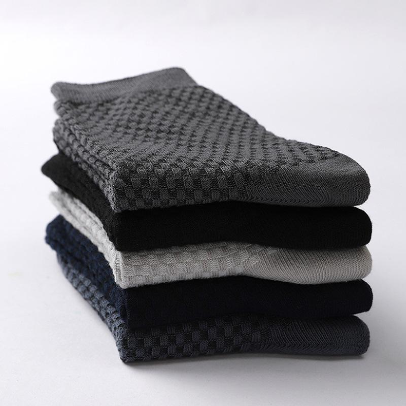 5 Pairs High Quality Bamboo Fiber Men Socks Business Breathable Deodorant Compression Socks Men Long Big Size EU39-47 Large Plus