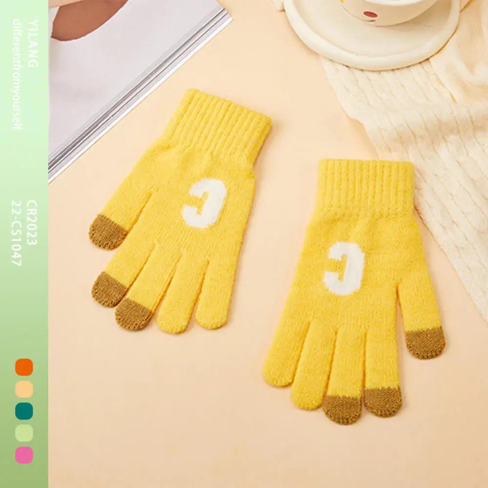 Winter Touch Screen Gloves Women Men Warm Stretch Knit Mittens Imitation Wool Full Finger Guantes Female Crochet Thicken
