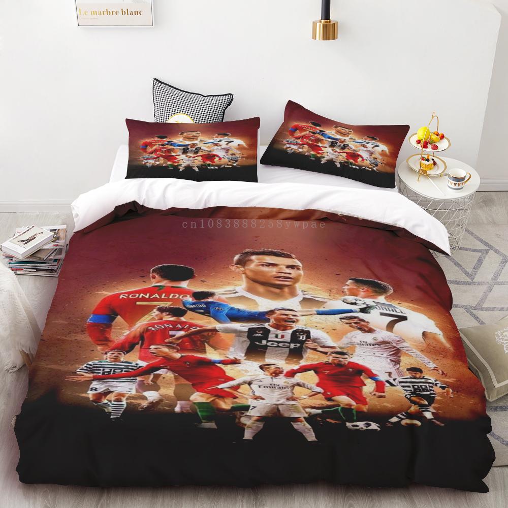 Duvet Cover Set Ronaldo Idol Football Star 3D Printed Soft Quilt Cover For Teens Kids Boys Girls Soft Bed Cover With Zipper