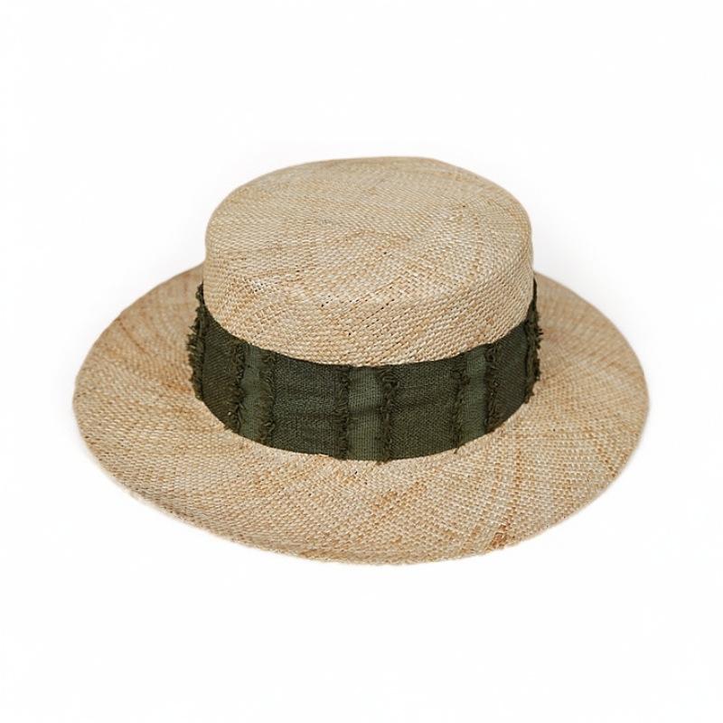 French Elegant Treasure Grass Woven Flat Top Short Brim Top Hat Women'S Summer Sunshade Sunscreen Small Fragrance Beach Japanese Retro Straw Hat