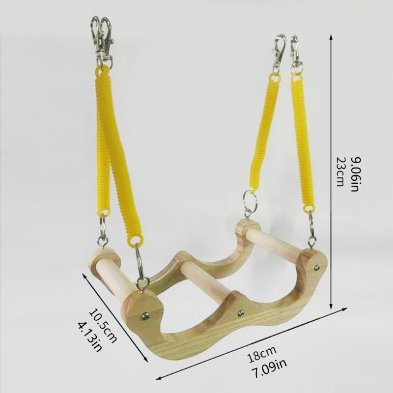 Elastic Parrot Swing Toy Elastic Spring Wooden Perch For Cage Entertainment And Avian Exercise