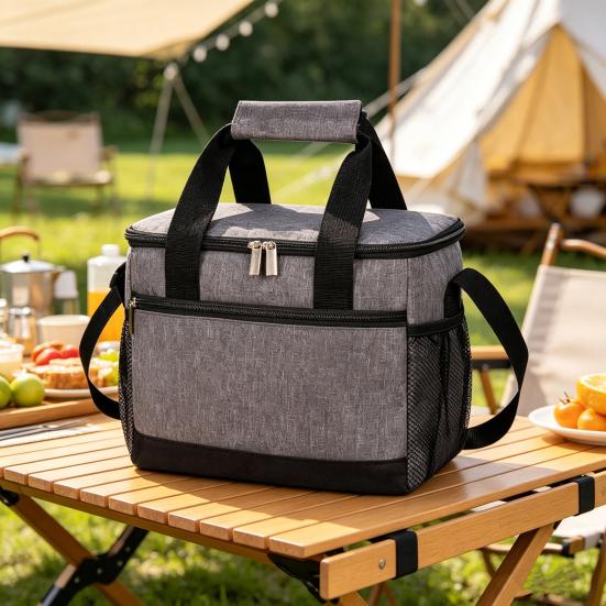 Insulated Lunch Bag with Adjustable Strap Large Capacity Cooler Tote Water-Resistant Bento Lunch Bag for Outdoor Camping Picnic Travel
