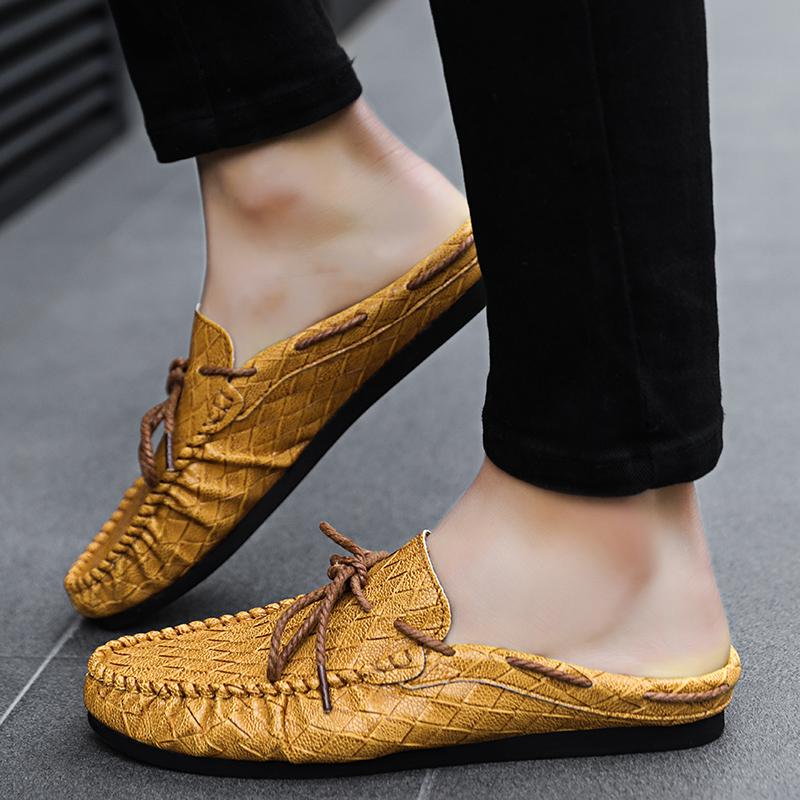 Fashion Fashion Men Loafers Summer Leather Slippers Flats Lazy Shoes Casual Soft Comfortable Driving Shoes Moccasins Footwear for Men