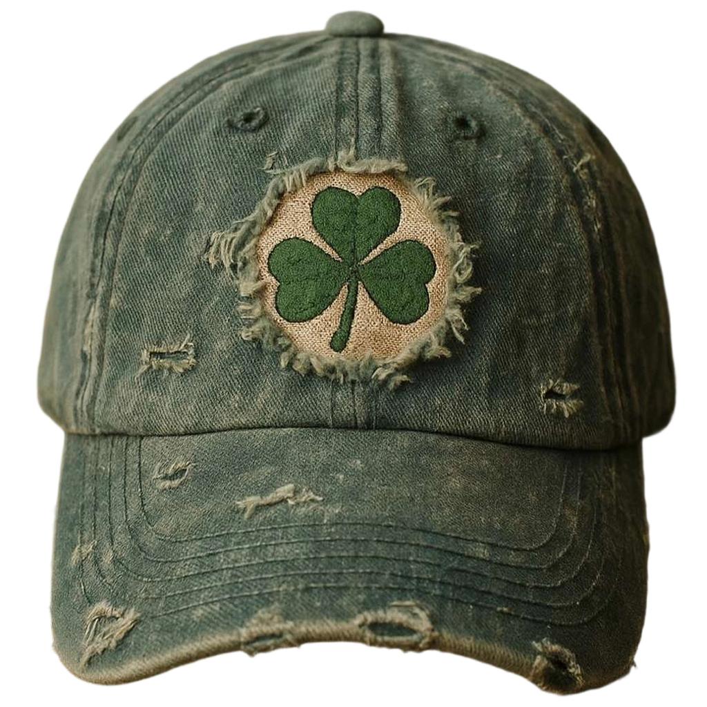Distressed Washed Cotton Baseball Cap With Embroidered Patch - Retro Casual Hat For All Seasons