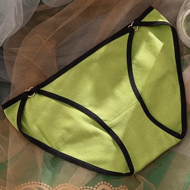 Cotton Panties Mid-Waist Briefs Breathable Briefs Cotton Stitching Color Underwear Sexy Lingeries Women Underpants EMA